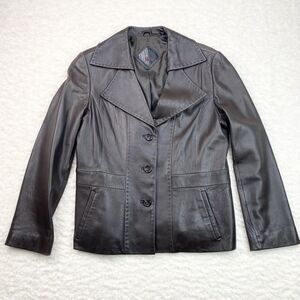 Tiboa Leathers Women's Leather Jacket Large Brown Vintage Coat